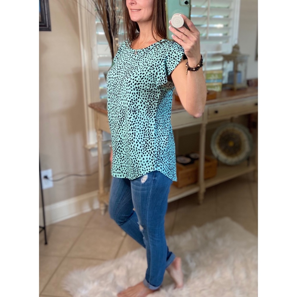 ❤️‍🔥Flutter Sleeve Small Leopard Print Mint Green 5020 - Picture 12 of 16